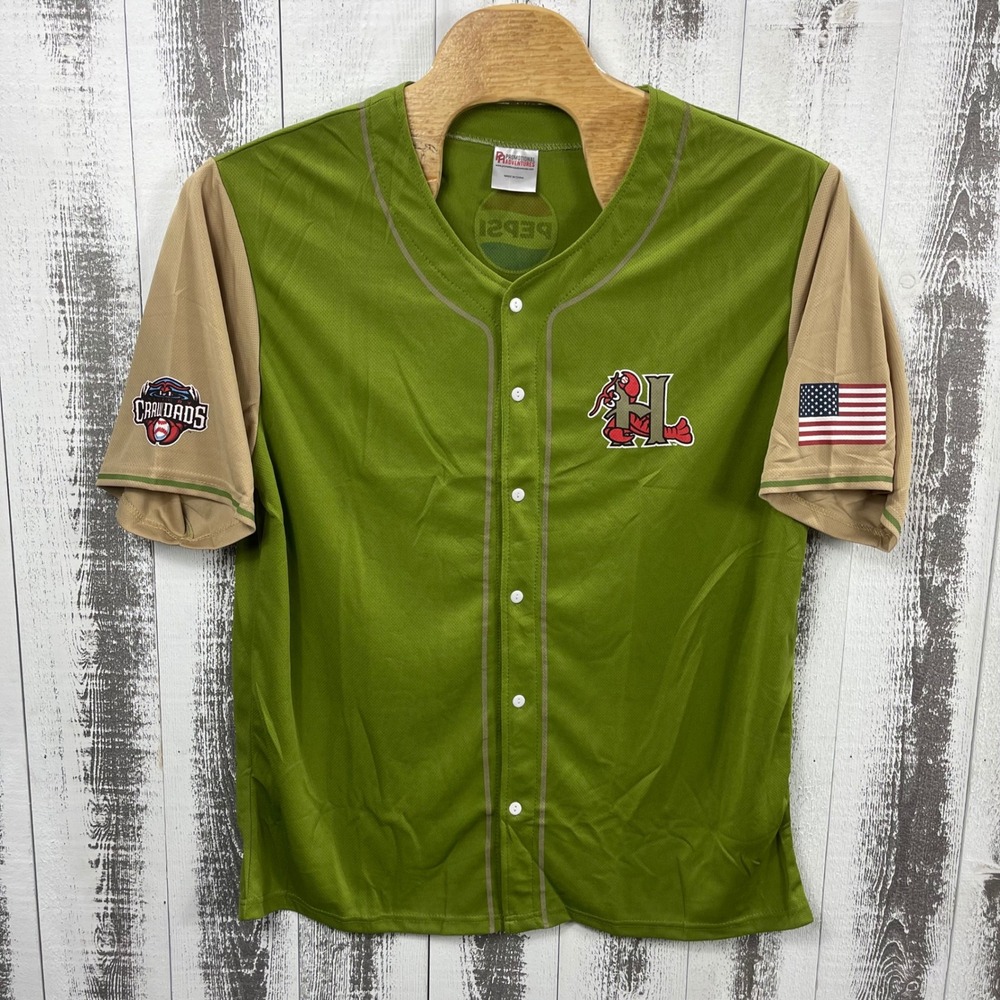 Hickory Crawdads Mens 3XL Jersey Military 2025 Promo Logo MiLB Baseball Shirt
